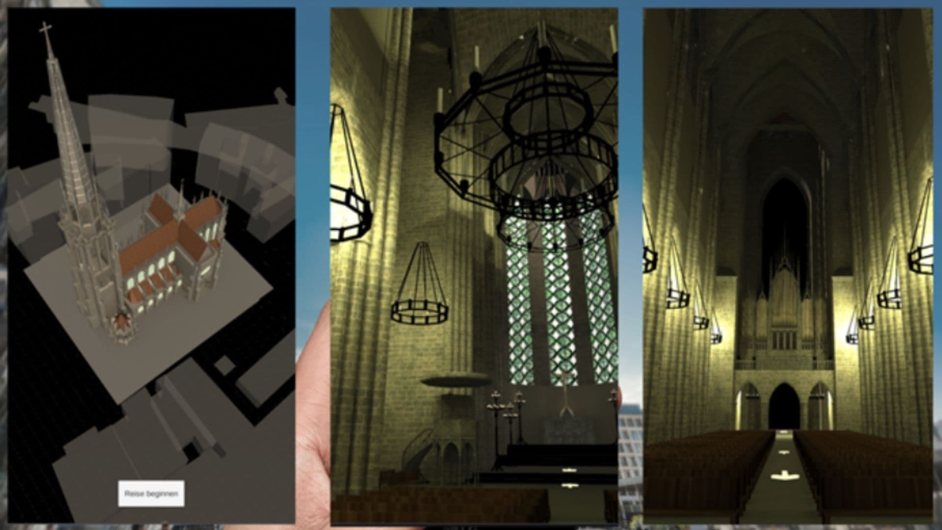 Bilder zeigen die St. Nikolai Kirche im 3D-Modell