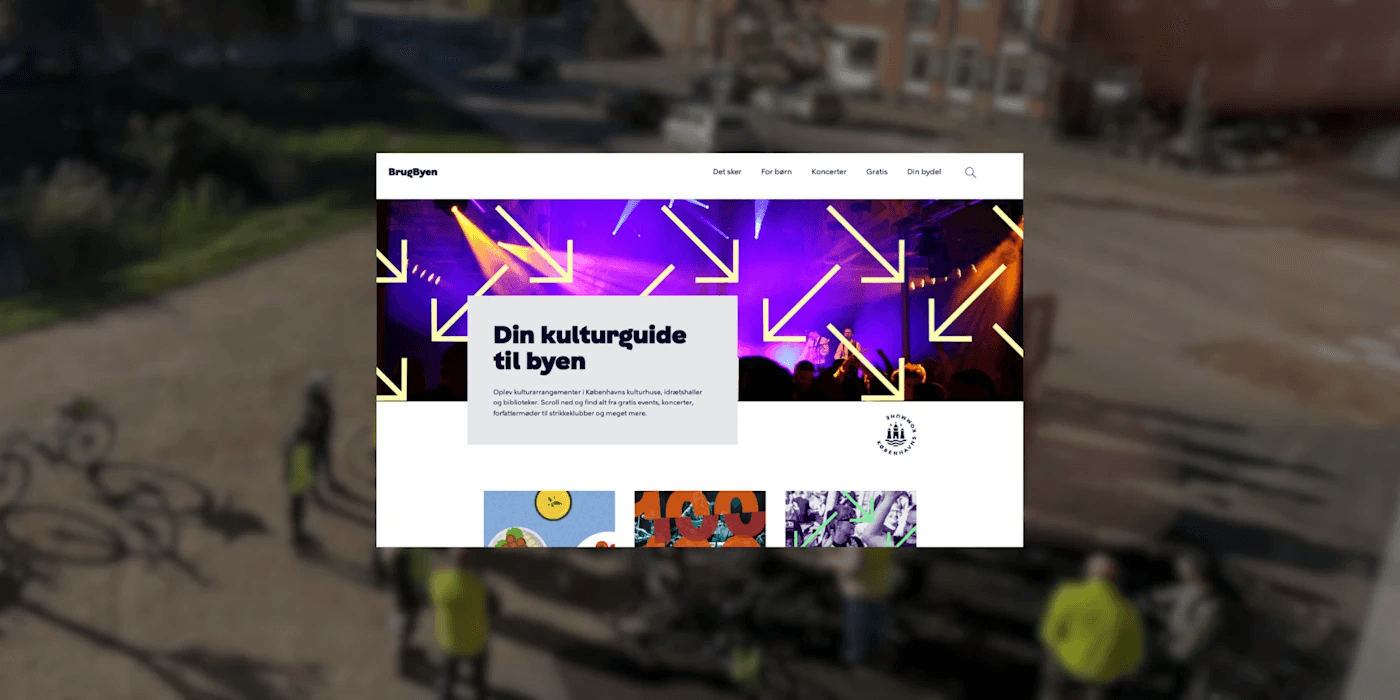 Billede af BrugByen-websitedesignet på en sløret baggrund