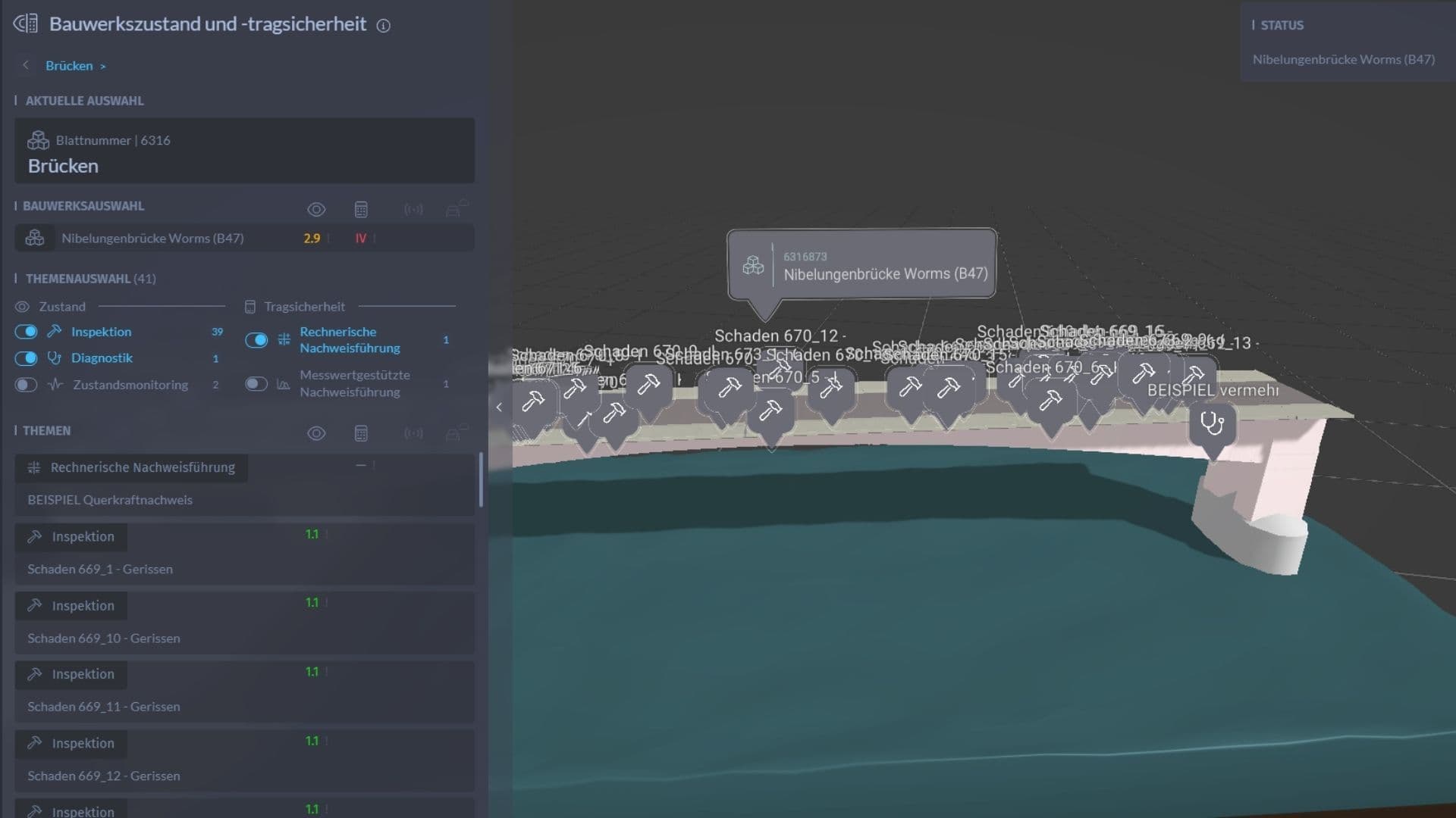 Billede med en 3D udgave af Nibelungen bridge