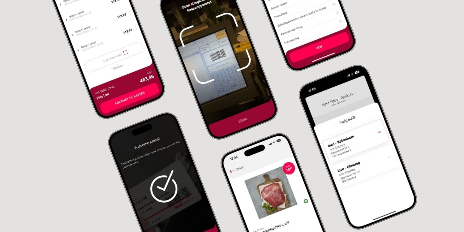 Grid of phones with Inco self-scan app